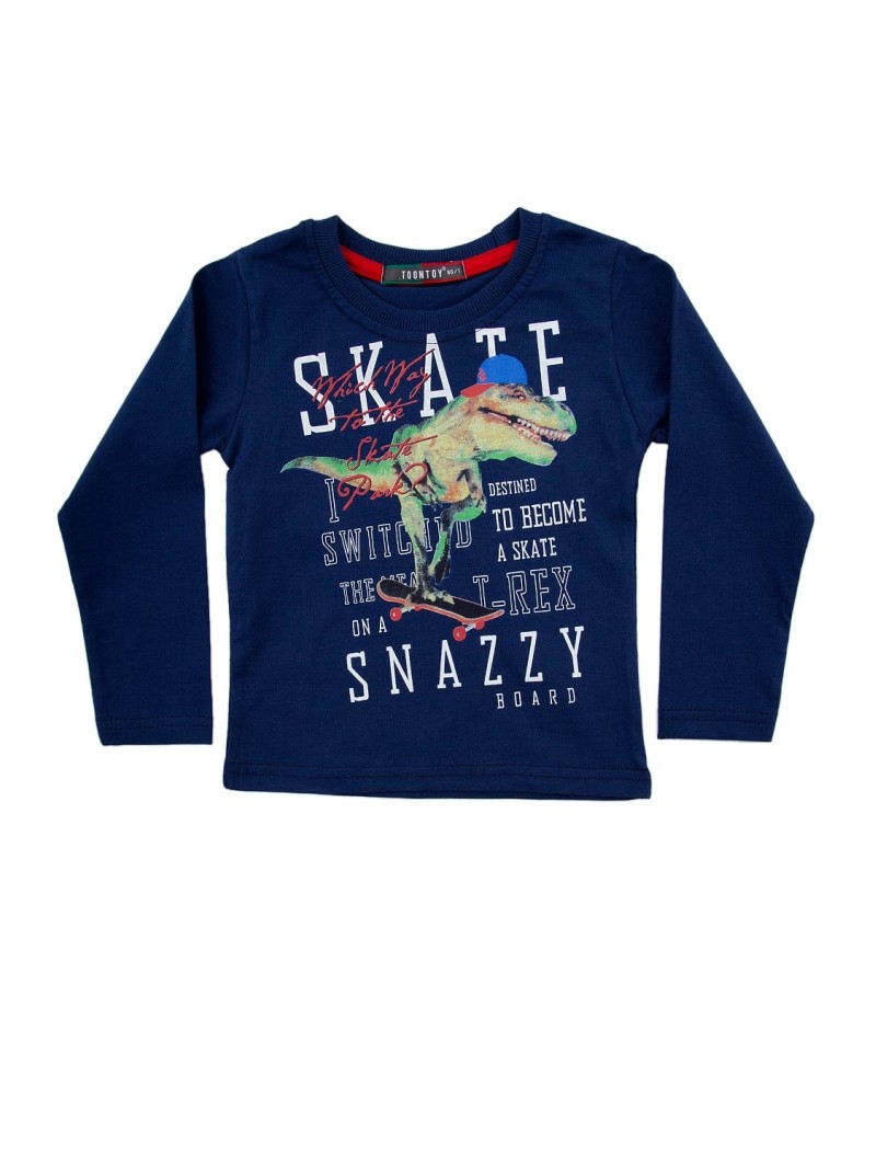 Boy\'s blouse with an application, navy blue NDZ9061 - Online store - Boutique